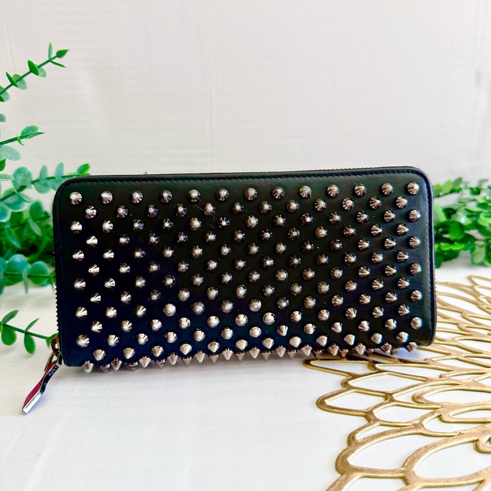 Christian Louboutin Black Studded Zippy Long Wallet